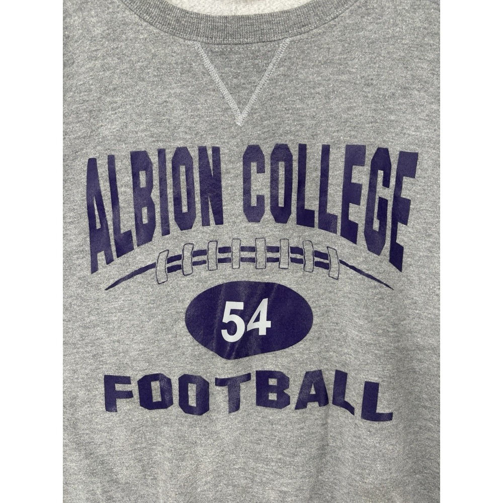 VTG Russell Albion College Football Sweatshirt Crewneck Gray Pullover 2XL